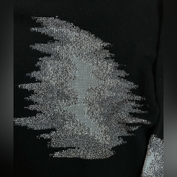 KRIZIA MAGLIA Black Silver Angora Wool Sweater Maxi Dress Sz M Women Leaves AI12 - Picture 2 of 5